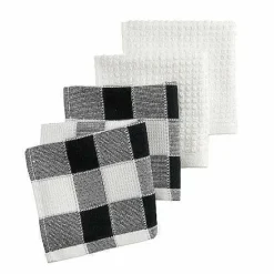 Best Food Network Black & White Buffalo Check Dishcloth 4-Pk. Kitchen Linens