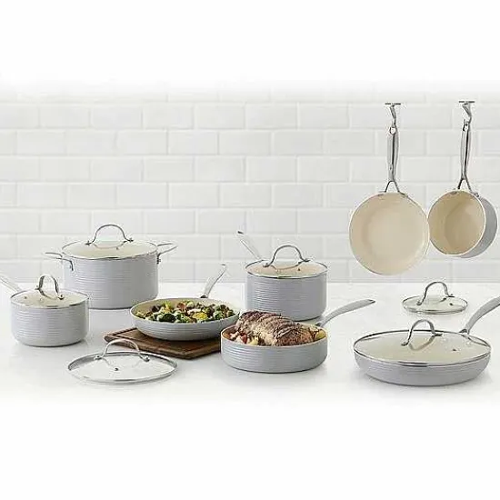 New Food Network Farmstead 14-Pc. Nonstick Ceramic Cookware Set Cookware & Bakeware