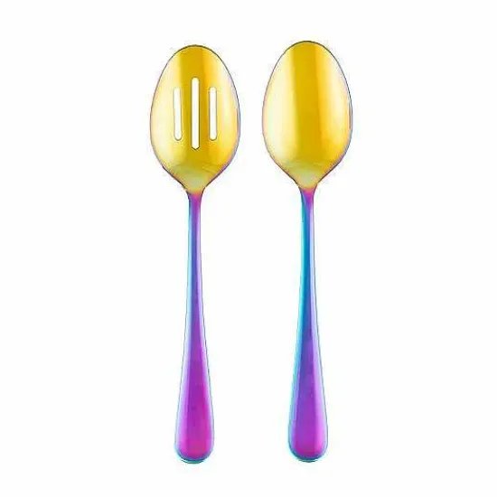 Hot Food Network 2-Pc. Classic Rainbow Serving Spoon & Slotted Spoon Set Flatware