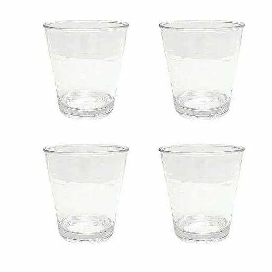 Discount Food Network 4-Pc. Clear Textured Acrylic Double Old-Fashioned Glass Set Drinkware & Glassware