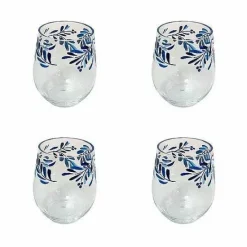 Discount Food Network 4-Pc. Mediterranean Acrylic Stemless Wine Glass Set Drinkware & Glassware
