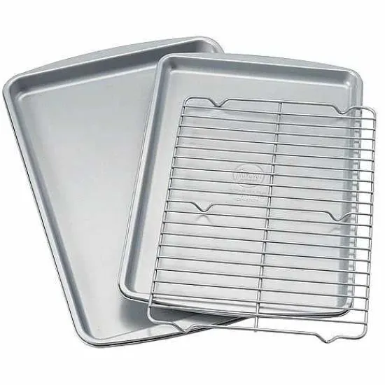 Hot Food Network 3-Pc. Nonstick Cookie Sheet Set With Cooling Rack Cookware & Bakeware