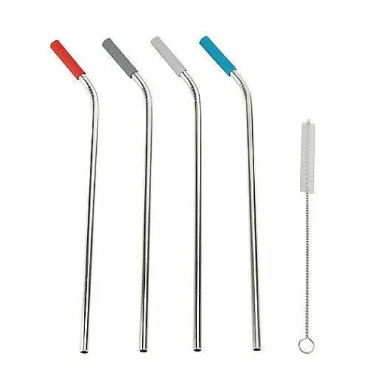Food Network 5-Pc. Stainless Steel Reusable Straw & Cleaning Brush Set Cooking Utensils & Tools