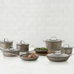 Outlet Food Network 14-Pc. Textured Titanium Nonstick Cookware Set Cookware & Bakeware