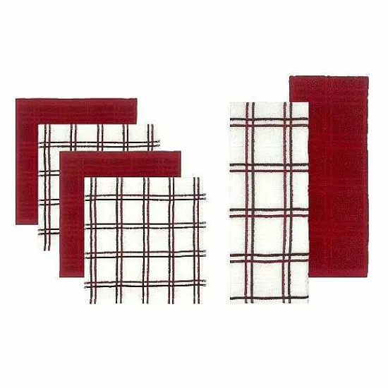Clearance Food Network Plaid Kitchen Towel & Dishcloth Multi-Pack Kitchen Linens