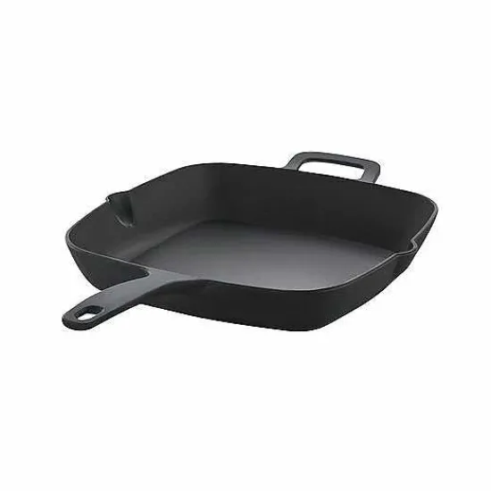 Hot Food Network Pre-Seasoned Cast-Iron 11 Square Skillet With Helper Handle Cookware & Bakeware