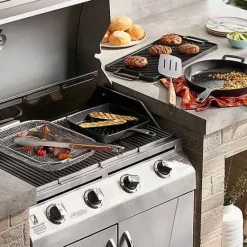 New Food Network Pre-Seasoned Cast-Iron Reversible Grill Cookware & Bakeware