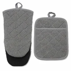 Discount Food Network Terry Neoprene Oven Mitt & Pot Holder Set Kitchen Linens