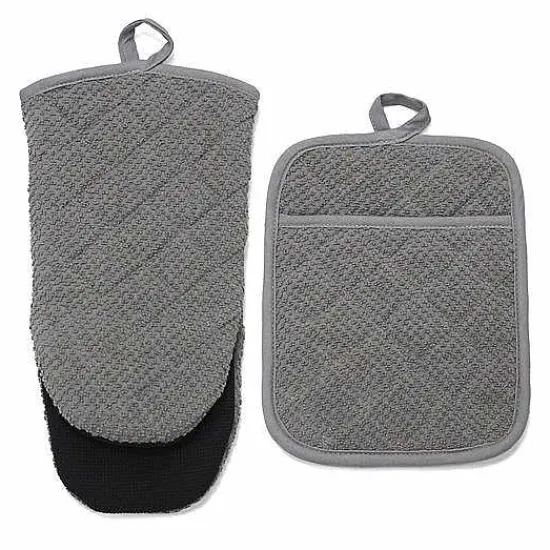 Discount Food Network Terry Neoprene Oven Mitt & Pot Holder Set Kitchen Linens